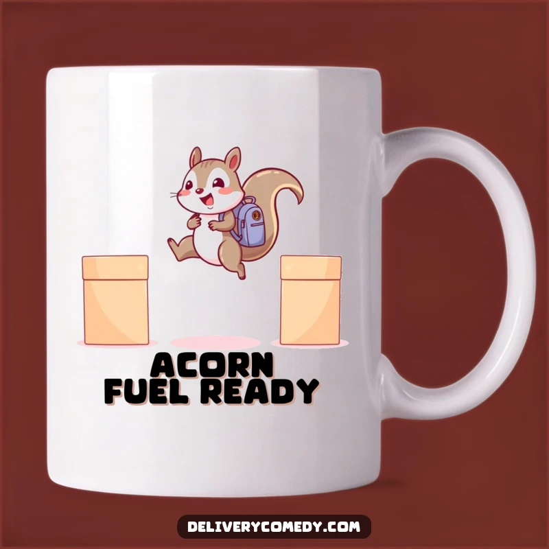 Funny Squirrel Backpack Mug: Cheerful Leaper on the Move, Perfect Gift for Adventurers