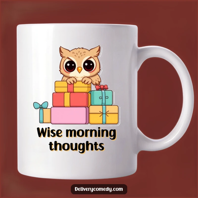 Funny Curious Owl Mug: Parcel Peeker Design, Perfect Gift for Bookworms & Bird Lovers