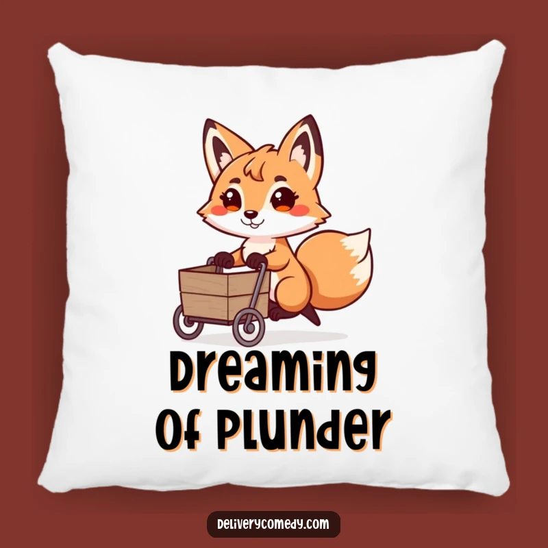 Funny Fox Cart Puller Pillow: Soft Comfort for Your Determined Spirit