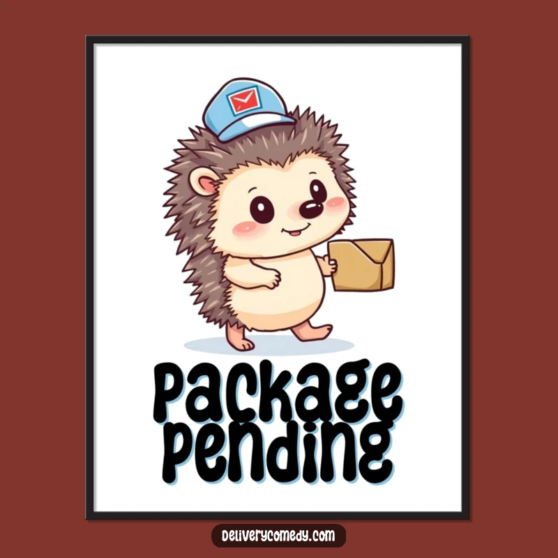 Funny Hedgehog Mail Carrier Digital Art: Instant Download for Determined Decor