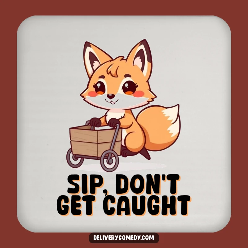 Funny Fox Cart Puller Drink Coasters: Protect Surfaces with Playful Art