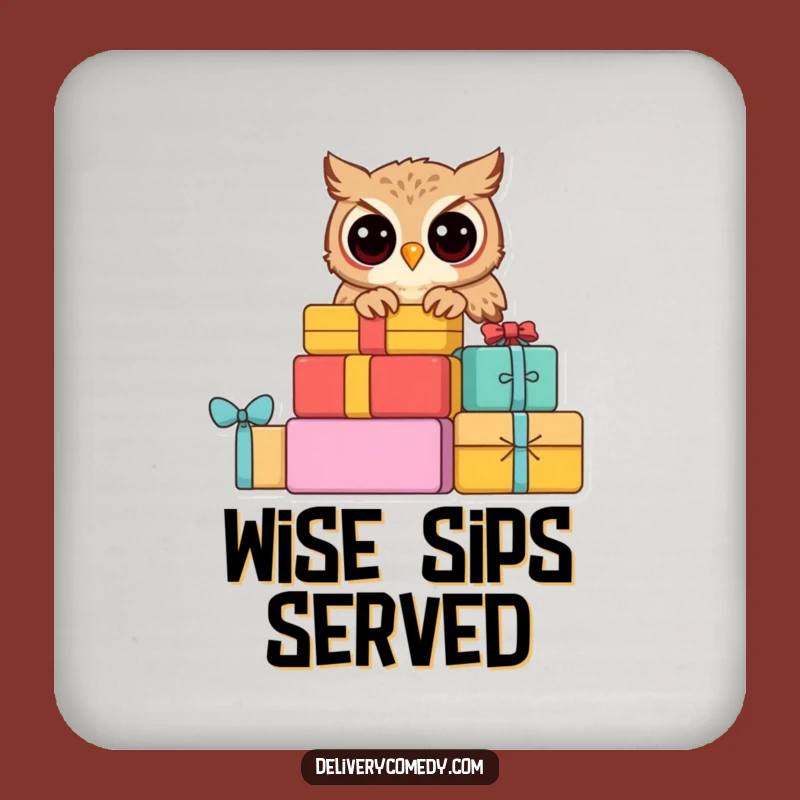 Funny Curious Owl Drink Coasters: Protect Surfaces with Wise Art