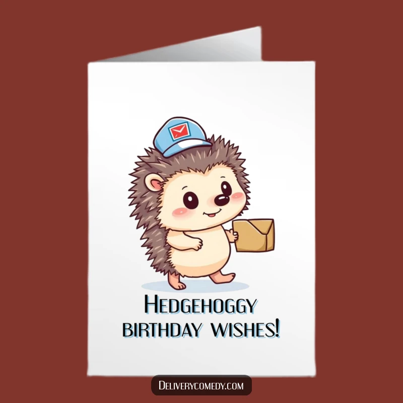 Free Printable Funny Hedgehog Mail Carrier Birthday Card - Downloadable DIY Gift!