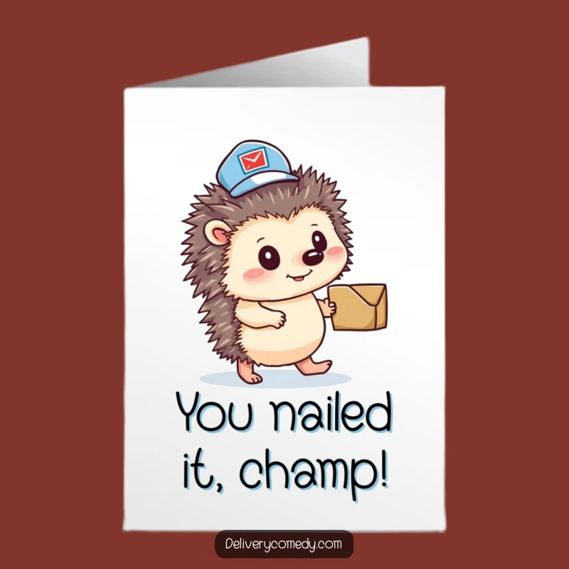 Free Printable Hedgehog Mail Carrier Congrats Card - Hilarious Downloadable DIY Gift!