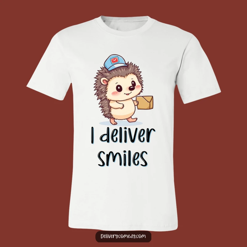 Funny Hedgehog Mail Carrier T-Shirt: Determined Parcel Pusher, Hilarious Gift for Animal Lovers