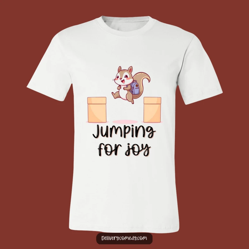 Funny Squirrel Backpack T-Shirt: Cheerful Leaper Design, Hilarious Gift for Active Souls