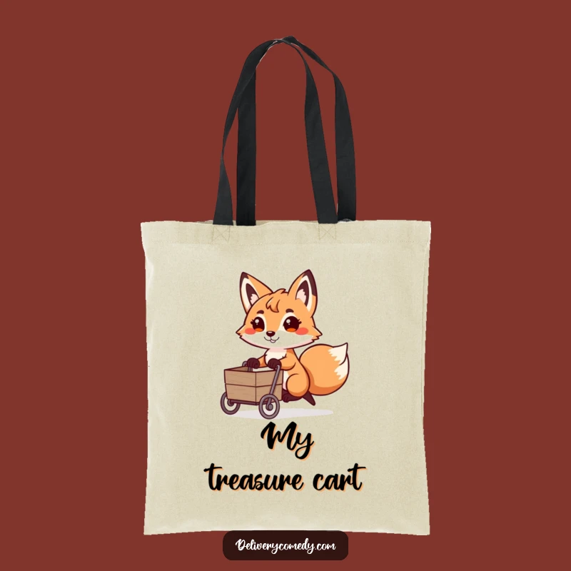 Funny Fox Cart Puller Tote Bag: Carry Your Finds with Playful Style